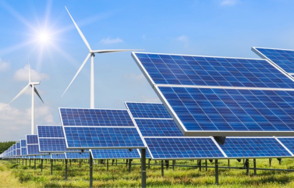 太陽光パネルと風力発電
